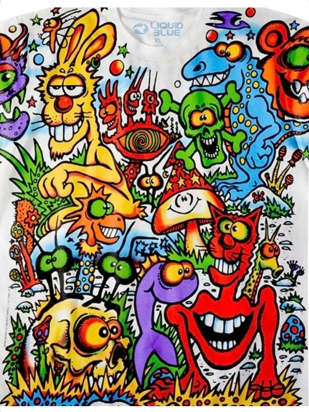 Liquid Blue Multicolor Psychedelic Cartoon Art Print